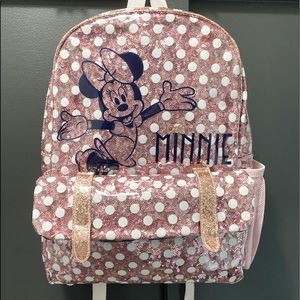 Disney Parks Backpack, Pink Sequins with Rose Gold